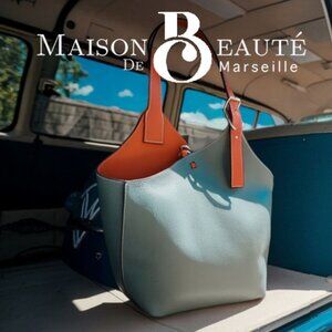 MDBM Maison Womens Green Napa Leather Two Tone Chloet Medium Tote Bag